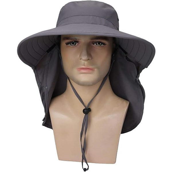 Home Prefer Mens UPF 54+ Solskyddande hatt Bred Brätte Fiskehatt med Nackskydd