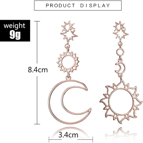 Øreringe til arbejde Små guld chunky hoops kæde hoops røde ørestikker til kvinder 1 par stilfulde søde stjerne måne øreringe (guld, one size)
