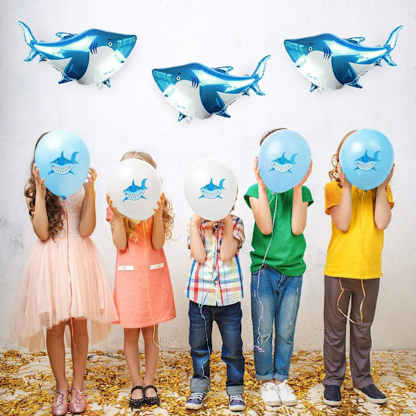 Sea World Shark Ballonger Zoo Dyr Shark Festartikler - Fisk Shark Barn Gutter Jenter Bursdag Dekorasjoner Baby Shower - 6 Pakke Gigant 40''