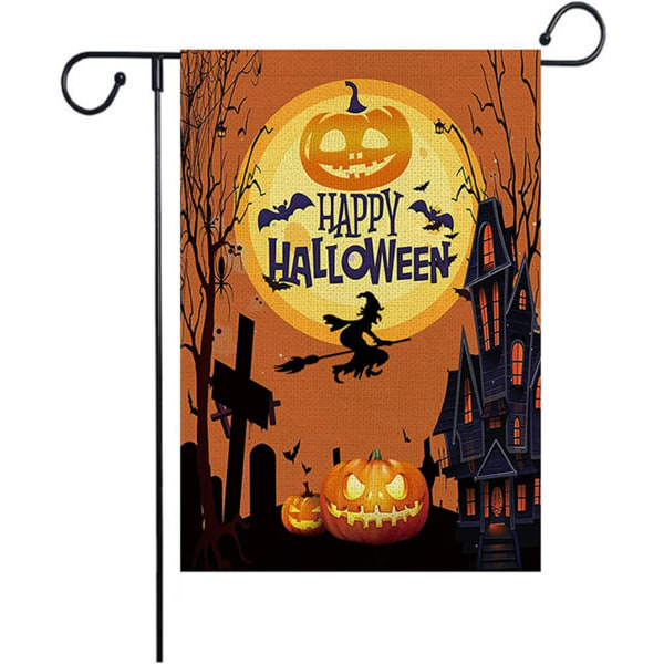 Halloween Græskar Have Flag - Happy Halloween Have Dekorationer 12 * 18 Dobbeltsidet Burlap Vertikal Bat Slot (Halloween Græskar-4)