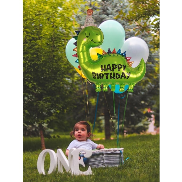 2 kpl dinosauruksen ilmapalloja syntymäpäiväkoristeita lapsille, 35 tuuman iso vihreä folio Hyvää syntymäpäivää dinoilmapallo