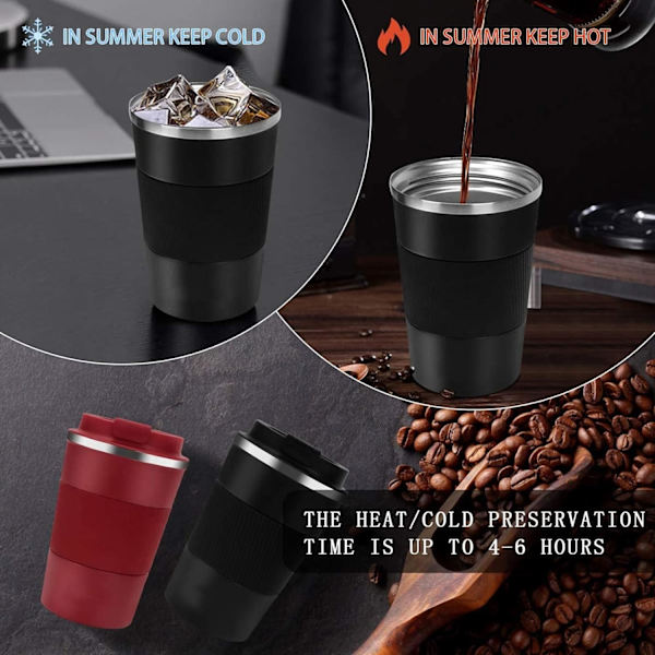 Kaffe Mugg 17oz - Isolerad Kaffe Resmugg Spill Proof med Läcksäker Lock Vakuum Rostfritt Stål Termos Kaffe Tumblers