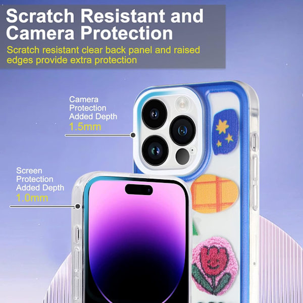 Fodral för iPhone 14 Pro Max, genomskinligt, som inte gulnar, för iPhone 14 Pro Max 2022 (6,7 tum), blå lapp