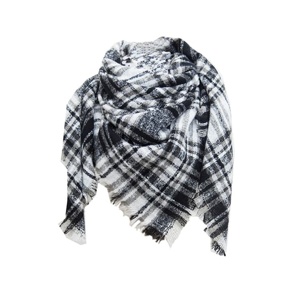 Stort sjal Varm mote lange unisex vintersjal Sort+grå Svart+grå