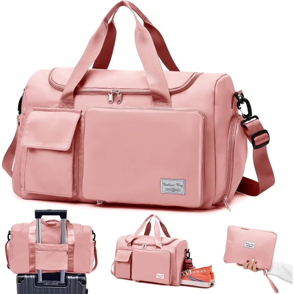 Vikbar resväska med stor kapacitet JIELISI Sports Gym Bag med våtficka och skofack Bärbar hopfällbar reseväska