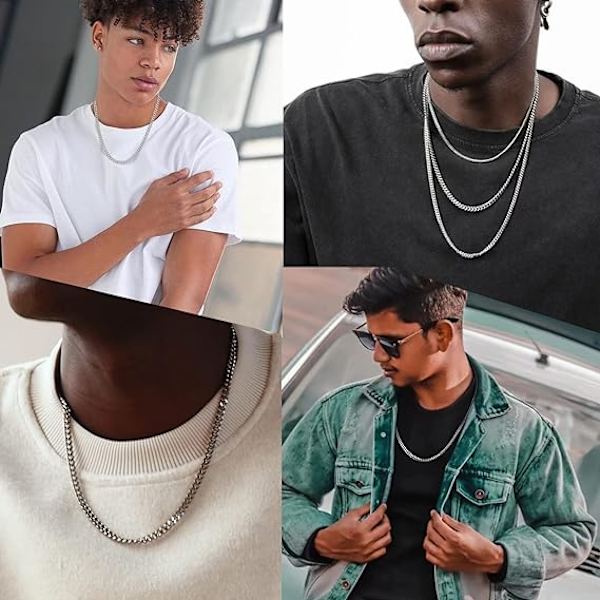 Kjede for menn Miami Cuban Curb Link kjede halskjede for menn rustfritt stål herrekjede halskjeder tilbehør smykker tilgjengelig i 24 tommers kjede