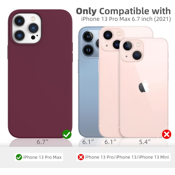 for iPhone 13 Pro Max Phone Case 6.7 inch, [Shockproof][Anti-Scratch] Slim Liquid Silicone Case Protective Bumper  2021(Wine Red)