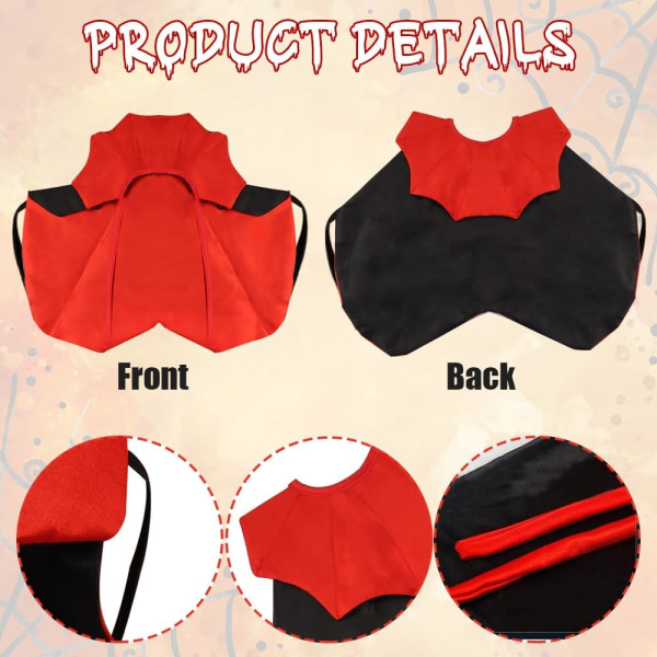 Halloween Kat Vampyr Kappe Kostume Halloween Justerbar Rød Sort Kæledyr Kappe Kostume Tøj, Halloween Kæledyr Tilbehør Kostume Outfit Dekor Hætte