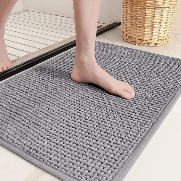 16\"x24\" Chenille Badrumsmattor - Färg G Tunna Badrumsmattor Passar Under Dörr - Absorberande, Platt, Halkfri, Mjuk, Maskintvättbar