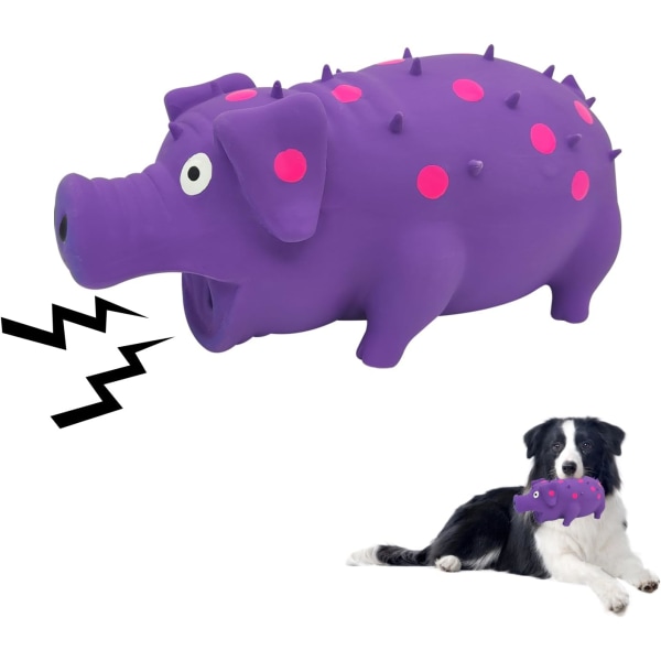 Hundelegetøj, Polka Dot Latex Hundetyggetøj med Oinks Lydlydende Svin Hundelegetøj Holdbart selvlegende 8 tommer (ca. 20,3 cm) Hundeklem (lilla)