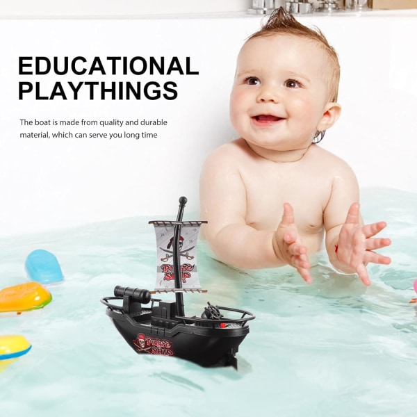 1 stk. Børnepiratbåd Pool Badelegetøj Elektrisk Piratskib Model Pirat Sjovt Lærerigt Badekar Legetøj til Børn Småbørn Piratfest Favør