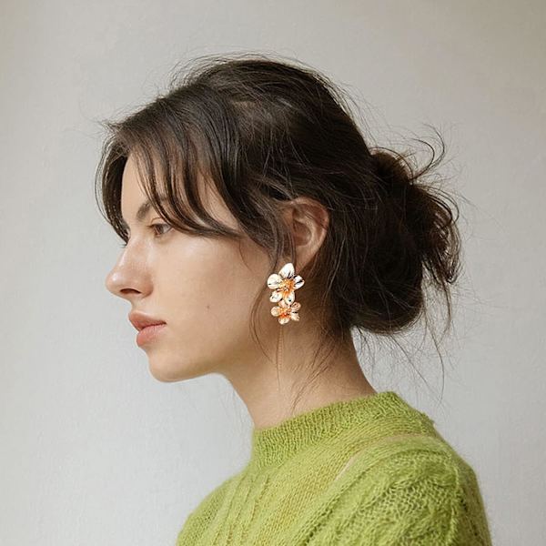 Boho Blomster Ørestikker til Kvinder Piger Blomsterformet Daisy Øreringe med Guld Bud