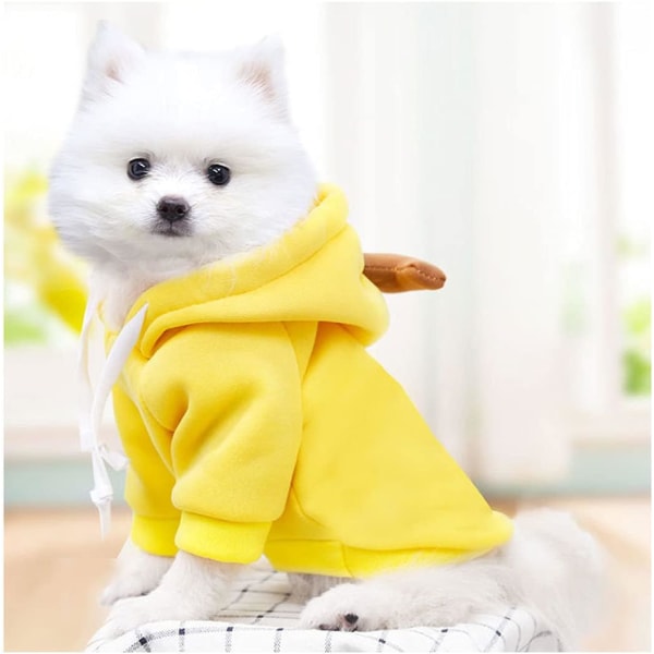 Husdjurskläder Hundtröjor Varm Sweatshirt Kappa Valp Höst Vinter Kläder Overall med Frukthuvud, Banan, M