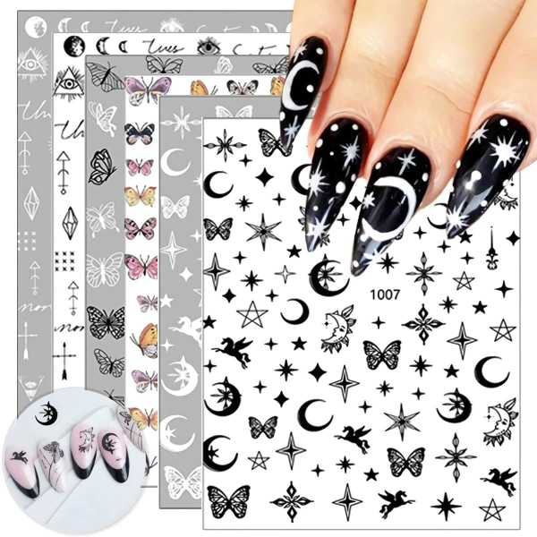 Butterlfy and Flower Nail Art Stickers (Butterfly Star)