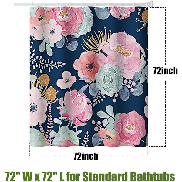 Dusjforheng til baderom, dusjforheng 72\" L x 72\" B med 12 plastkroker, vanntett polyester (08)
