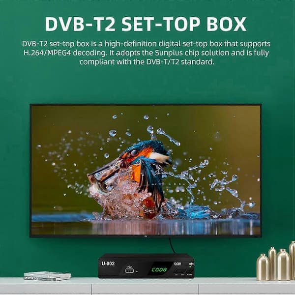 H.264 DVB-T2 U-002 WiFi TV-boks Smart 1080P TV-boks - EU-plugg