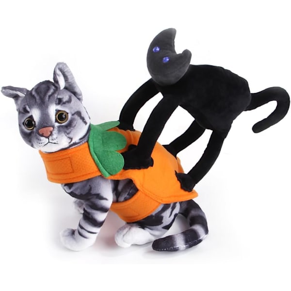 Katt Halloween Kostym Hund Halloween Kostym Husdjur Bär Pumpa Kläder med Cartoon Svart Katt Hund Varm Rockvalp Festival Outfits (Medium)