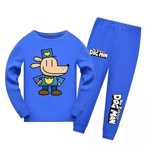 \"Barn Hundmannen Världsbokdagen Långärmad Tröja+Byxor Sovkläder Nattkläder Pyjamas Set\" Blue 11-12Years