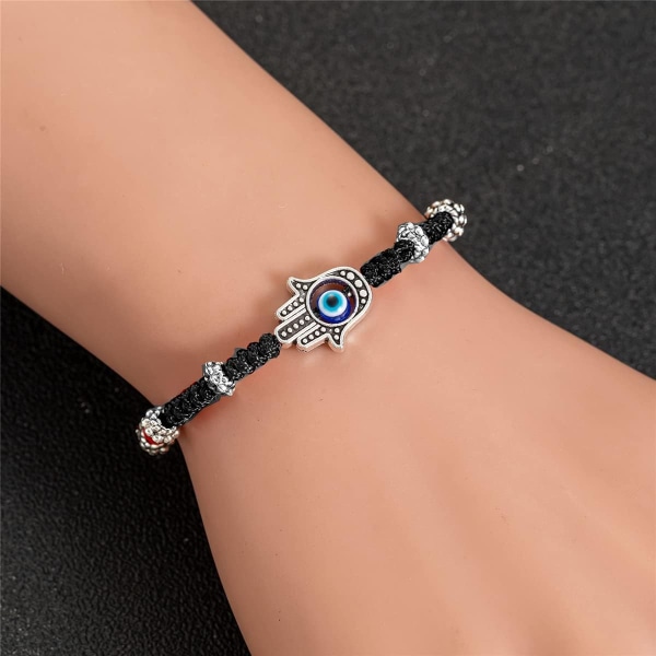 Onde øje Hamsa hånd armbånd til beskyttelse og held, håndlavede led armbånd til kvinder mænd teenagere drenge piger amulet smykker