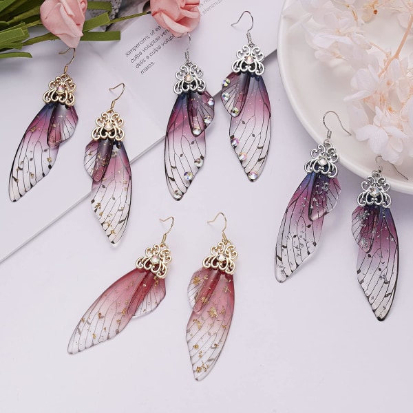 Heyone Butterfly Wing Drop Dangle Øredobber Gullbelagt Krystall Rhinestone for kvinner jenter bryllup Smykker