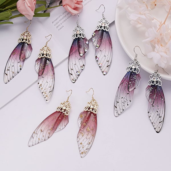 Heyone Sommerfuglevinge Drop Dangle Øreringe Guldbelagt Krystal Rhinestone til kvinder piger bryllup Smykker