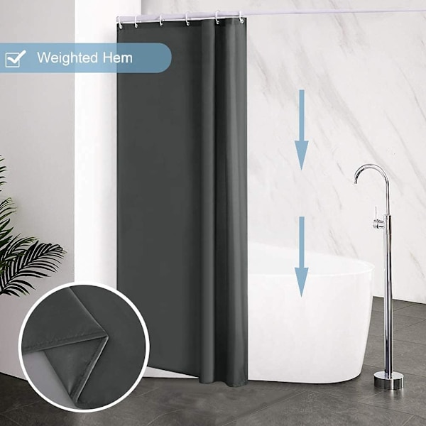Dusjforheng Anti Mugg Resistent Vanntett Bad Gardiner Mørk Grå Vaskbar Polyester Stoff 100x200cm  39x78 Tommer
