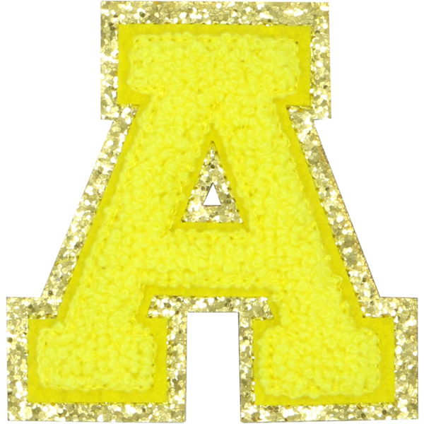 Bogstav Patches til Tøj, Engelsk Bogstav A-Z Stryg På Reparation Patches Alfabet Sy Appliques Tøj Badges（Gul A-Z）A-ZGul