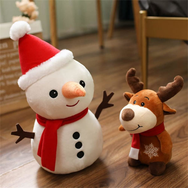 Jule plys Santa Claus snemand elg dukke, jule plys dukke dekorative udstoppede dyr plys legetøj til familie og børn (9 tommer, snemand)