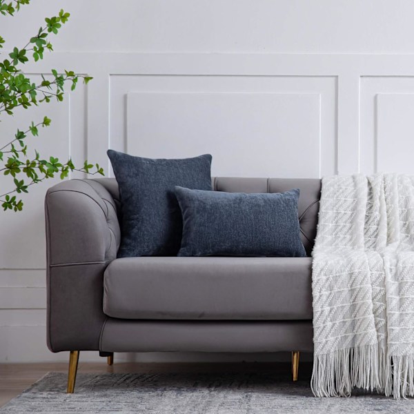 Blågrå pudebetræk 16x16 tommer sæt med 2 ensfarvede rustikke landlige dekorative pudebetræk firkantet pudebetræk til hjem sofa sofa dekoration
