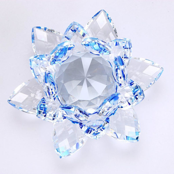 Sparkle Crystal Lotus Blomst Hue Reflektion Feng Shui Hjemmeindretning med Gaveæske (4 Tommer/ 100MM Blå)