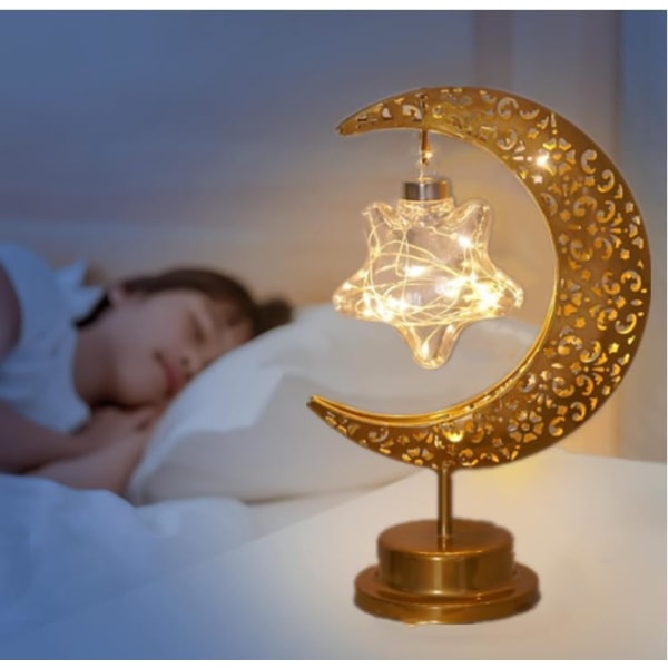 Månen Ramadan Lampa Hängande Förtrollad Månlampa, batteridrivet Nattduksbord Barnkammare Ljus Sovsal Kontorsbord Juldekorationer Gåvor
