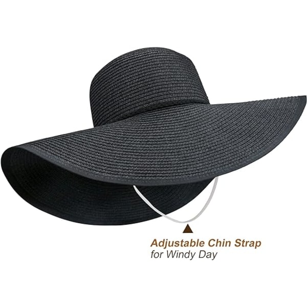 Kvinde Bredskygget Solhat UPF50 Halm Sommerhat Floppy Strandhat Roll-Up