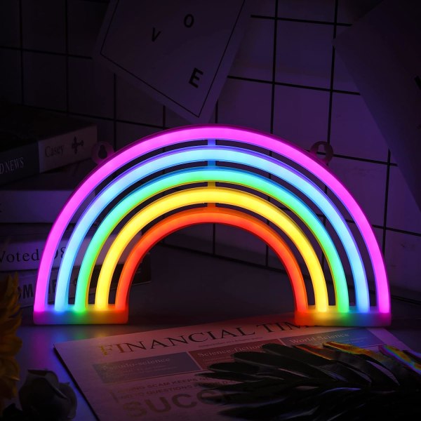 Neonvalot, riippuvat neonvalot USB/ akkuplaneettalamppu Neonvalo baariin, hääsisustus, syntymäpäiväjuhla jne. (Rainbow)