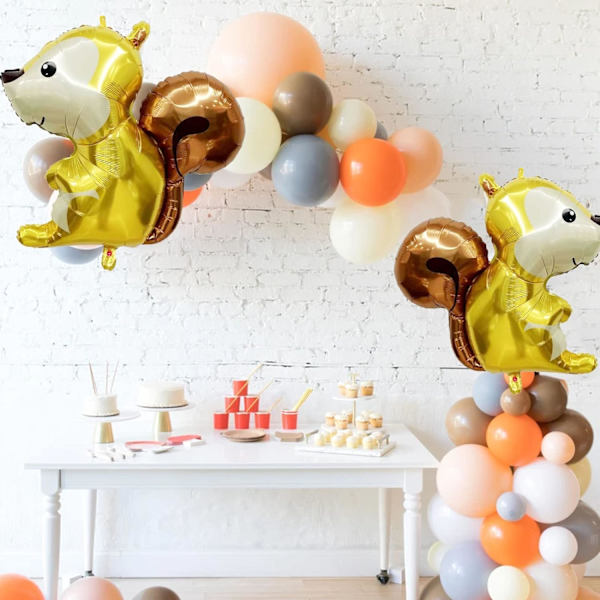 4 stk. Woodland egern balloner store egern folie mylar balloner til fødselsdag baby shower skovdyr temafest dekoration forsyninger