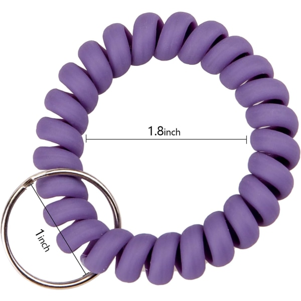 30-pack handledsspole, 10-färgs plastarmband, elastiskt töjbart spiralarmband, nyckelring nyckelring för gym, pool, ID-märke