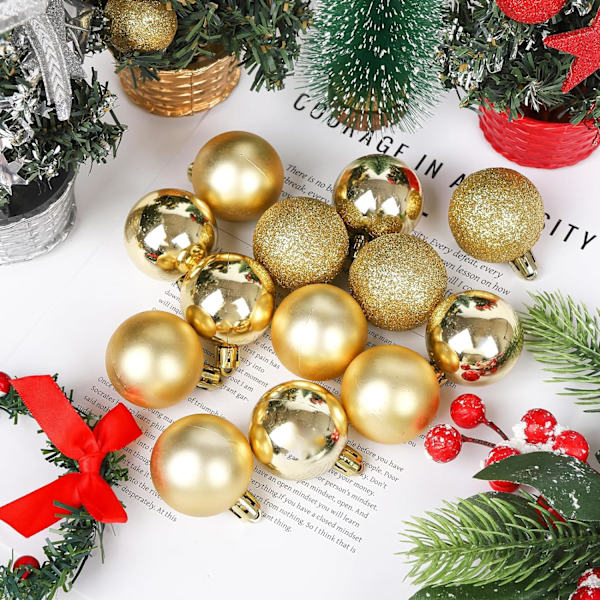 Julgranskula, Julgransdekoration, Plastkulor Julgransdekorationer, för Julfester, Bröllop, Högtidsfester - 4 cm (Guld)