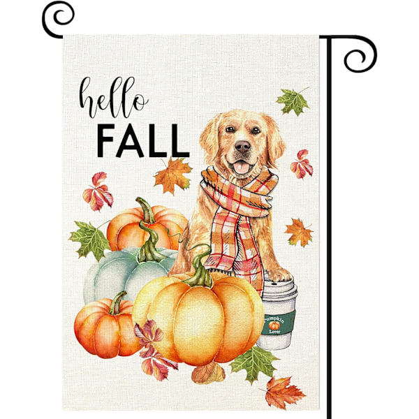 Happy Fall Hund Halloween Thanksgiving Have Flag Vertikal Dobbeltsidet Dekor 12,5 x 18 Tommer (Happy Fall, 12,5 x 18)