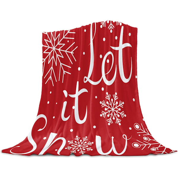 Julröd filt av fårull, röd filt för soffa/säng, snöflinga mjuk varm sängfilt mikrofiberfilt för kvinnor män barn, 101,6 x 152,4 cm