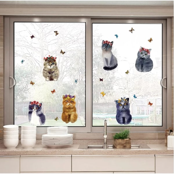 Handmålad kattväggklistermärke för heminredning Barnrumssimulering Djurdekoration Affisch Väggdekaler Dekaler - -