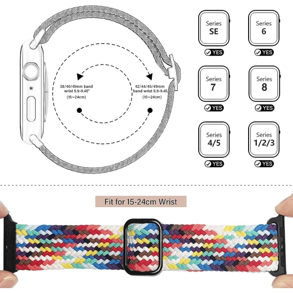 Solo Loop kompatibel med Apple Watch Band 42mm 44mm 45mm 49mm, iWatch Series 8 7 6 5 4 3 2 1 SE Ultra, for menn/kvinner, 2 stk.