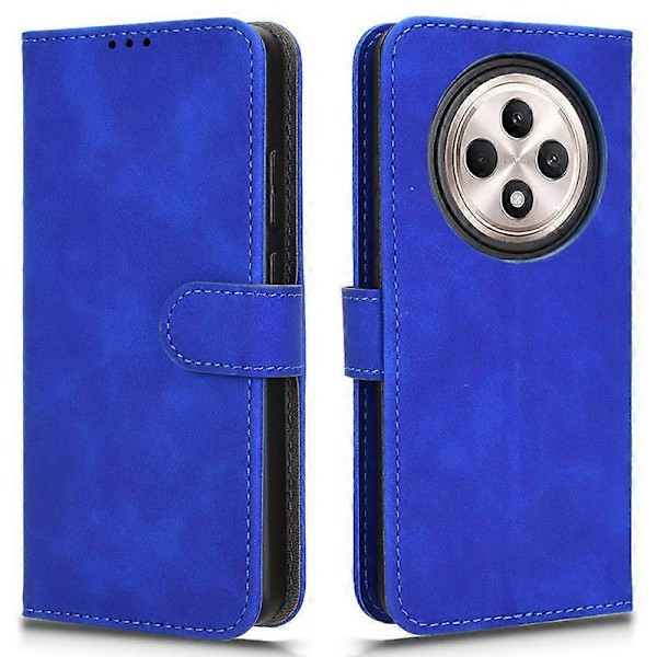 För Oppo Reno12 F 5G Fodral Skin-Feel Läder Plånbok Folio Flip Anti-Drop Telefonskal Blue