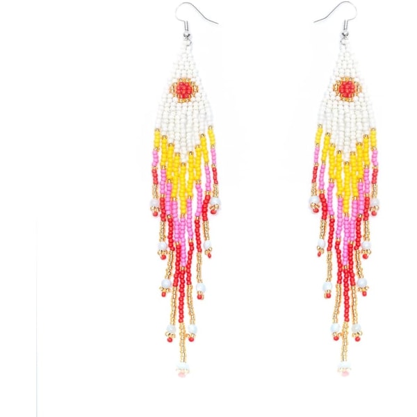 Heyone pitkät helmillä koristellut tupsu korvakorut \2013 Suuret boheemi alkuperäiskansojen helmi riipus korvakorut naisille, iso boho statement käsintehty