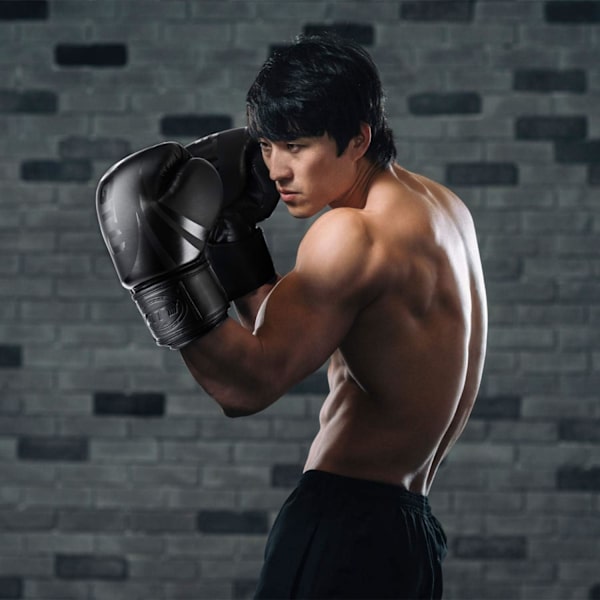 Boksehandsker Kickboxing Muay Thai Punching Bag Mma Pro Grade Sparring Træningskamp Handsker Til Mænd & Kvinder-Sort&Bk