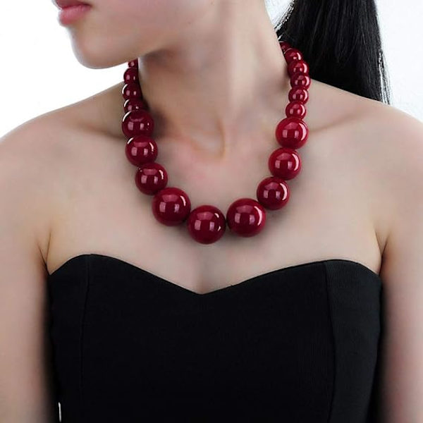 Fashion Stor Halsband med Stora Simulerade Pärlor, Halsband med Pärlor, Halsband med Krage, Halsband med Bib, Örhängen, Smyckesset