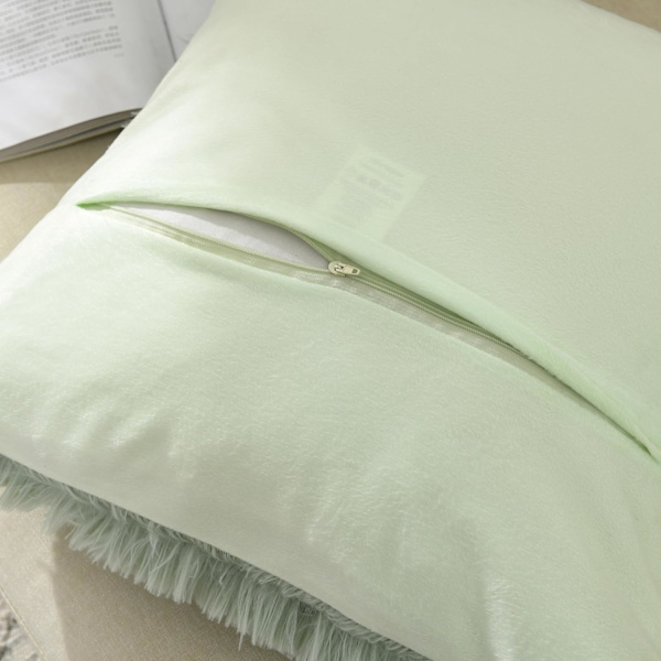 HOME Lyxig mjuk konstgjord päls fleece kuddfodral örngott dekorativa prydnadskuddar överdrag, ingen kudde insats, 16\" x 16\" tum, vit, 2-pack