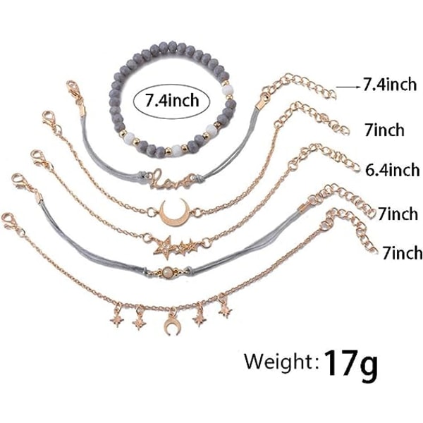 Boho Reb Armbånd til Kvinder Mode Guld Måne Hånd Kæde Stjerne Lovr Hånd Kæde Perle Armbånd Smykker til Piger