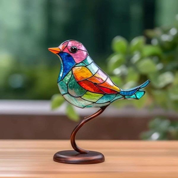 Fængslende farvede glasfugle på grende skrivebordsdekorationer - udsøgt udformede farverige fugledekorationer til hjemmet og kontoret