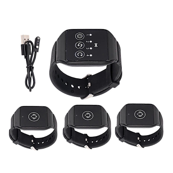 Trådlös Armbandspager Multifunktionell Ipx7 Vattentät 433.92mhz Klockpager För Restaurang-Paging System 3 För 1