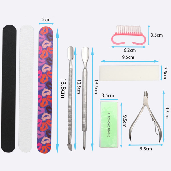 Nail Art & Nail File Kit - Double Sided Nail File, Cuticle Scissors & Pusher & Nail Brush, Nail Kit for Salon Manicures