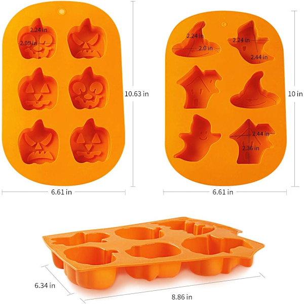 Halloween silikoneform - 3 stk. silikone bageforme - slip-let silikone kageforme - muffinform med Halloween græskarforme
